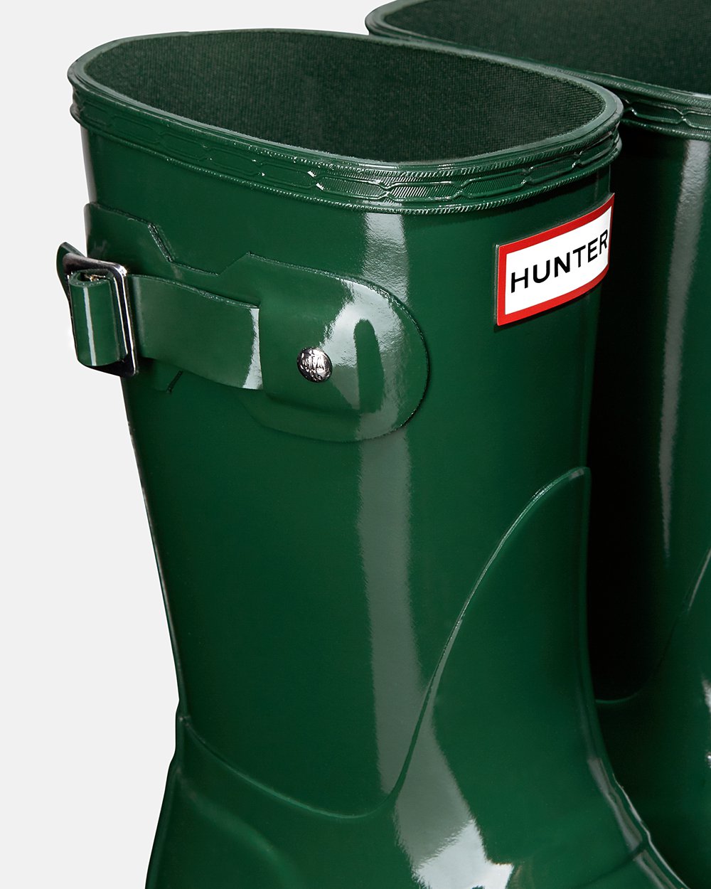 Womens Hunter Original Gloss - Short Rain Boots Green - 7581-WGZBN